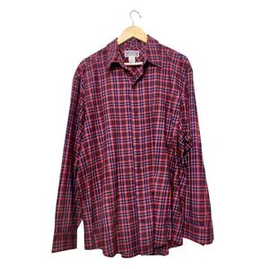 Duluth Trading Co Mens Large Red Plaid Cotton Wool Blend Button Down Shirt L